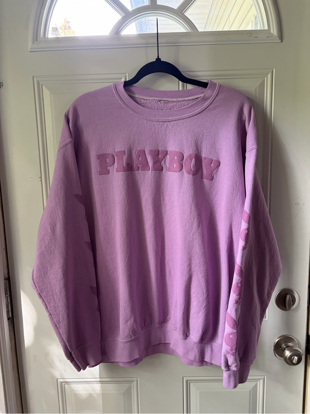 Playboy Tonal Spellout Sleeve-Print Crewneck Sweatshirt